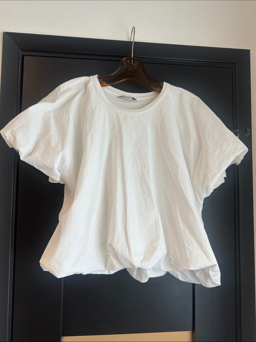 Zara White Short Sleeve Boxy Tee